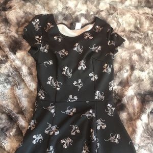 black dress with white skates pattern